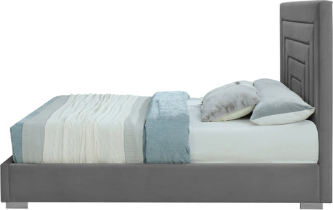 Isla Grey Velvet Queen Bed Q