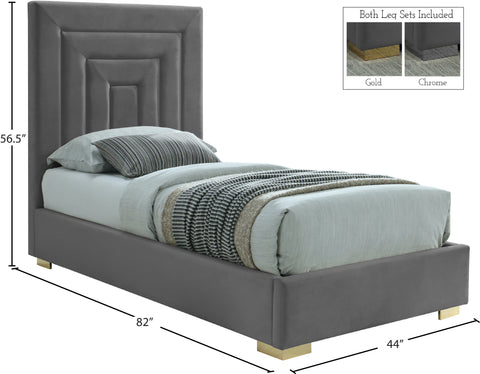 Isla Grey Velvet Twin Bed T