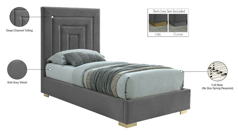 Isla Grey Velvet Twin Bed T