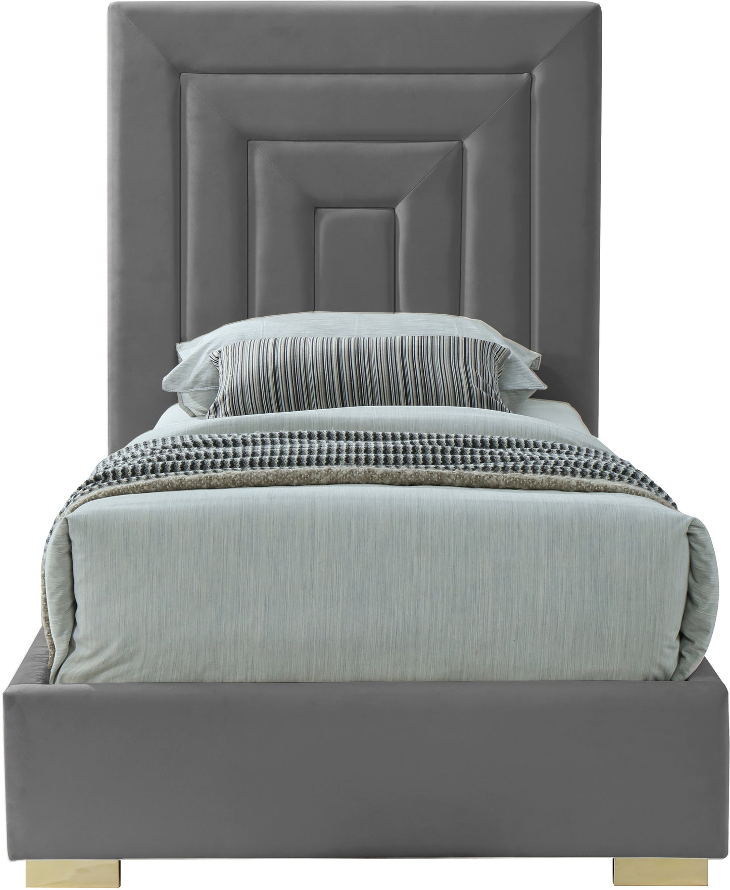 isla grey velvet twin bed t