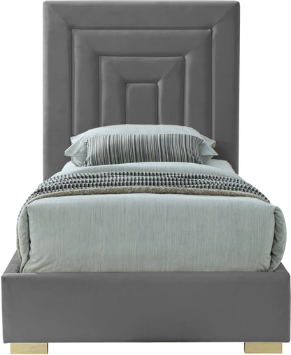 Isla Grey Velvet Twin Bed T