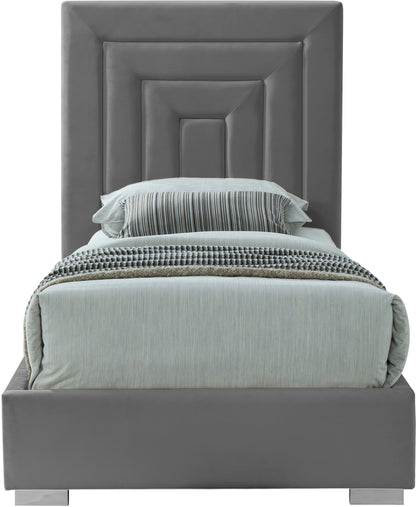 Isla Grey Velvet Twin Bed T