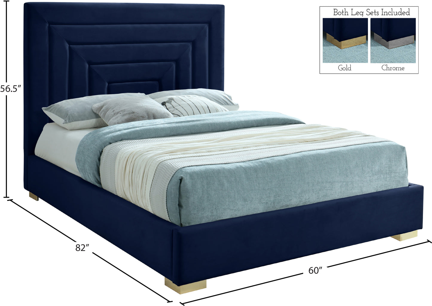 isla navy velvet full bed f