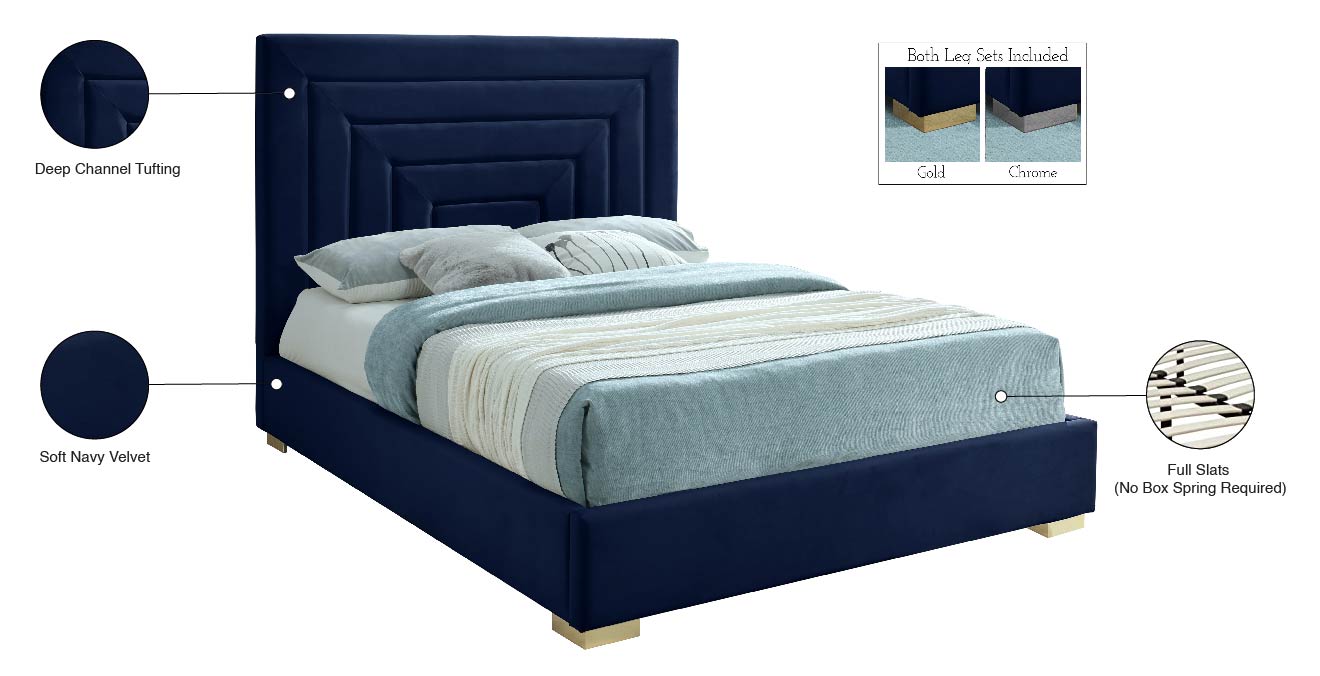 isla navy velvet full bed f