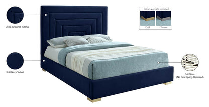 Isla Navy Velvet Full Bed F