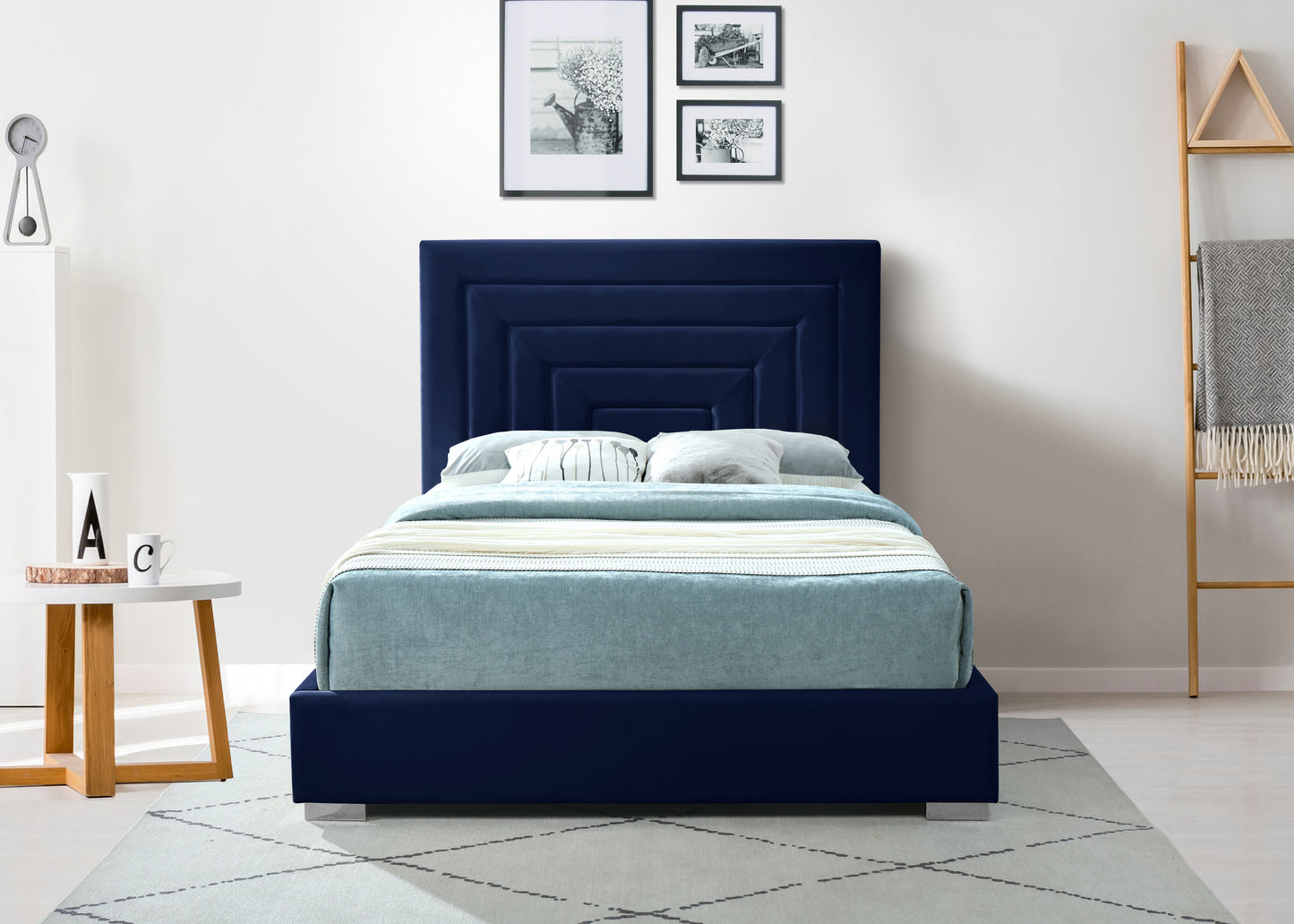 isla navy velvet full bed f