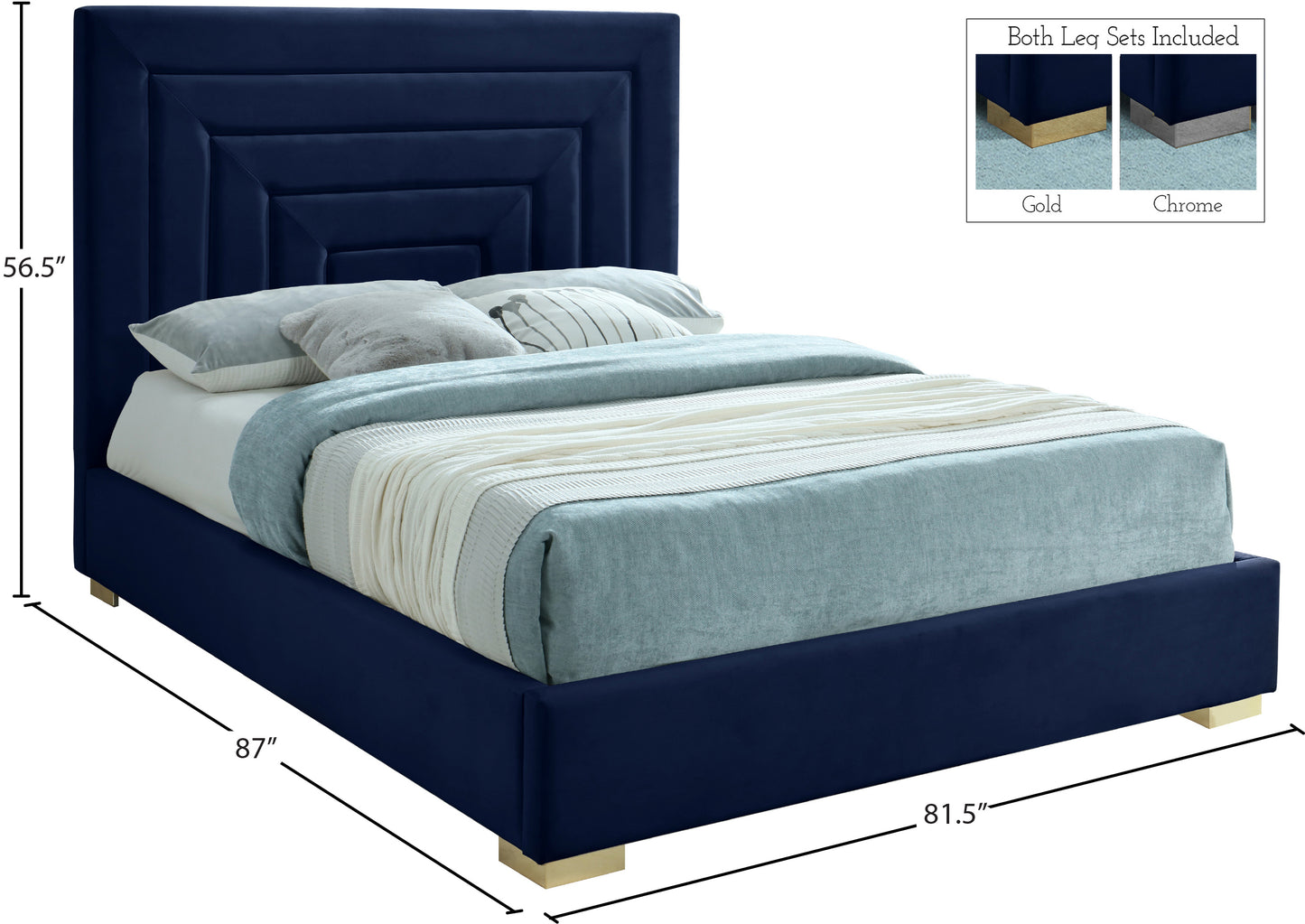 isla navy velvet king bed k