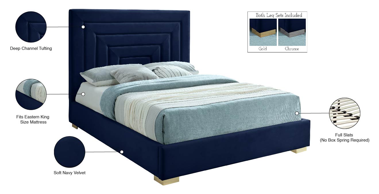 isla navy velvet king bed k