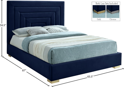Isla Navy Velvet Queen Bed Q
