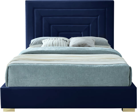 Isla Navy Velvet Queen Bed Q