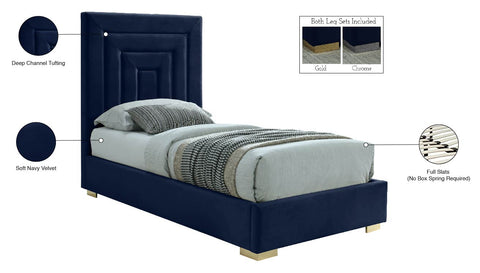 Isla Navy Velvet Twin Bed T