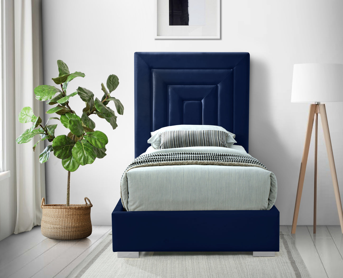 isla navy velvet twin bed t