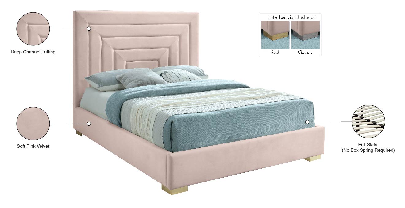 isla pink velvet full bed f