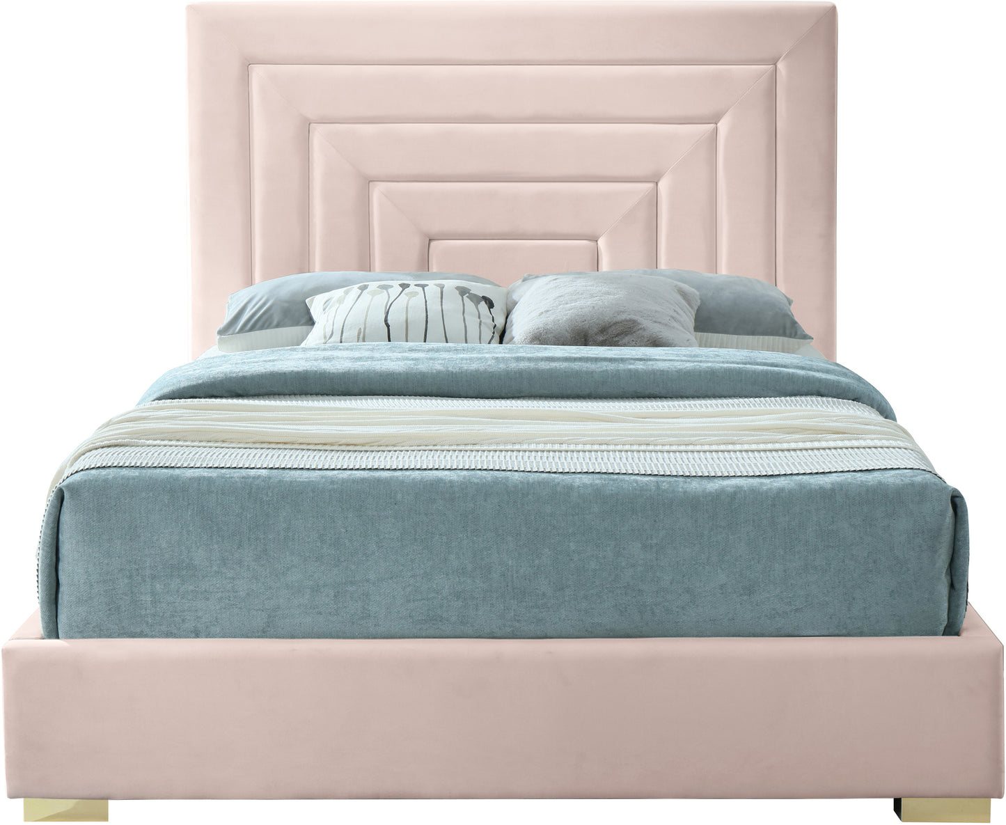 isla pink velvet full bed f