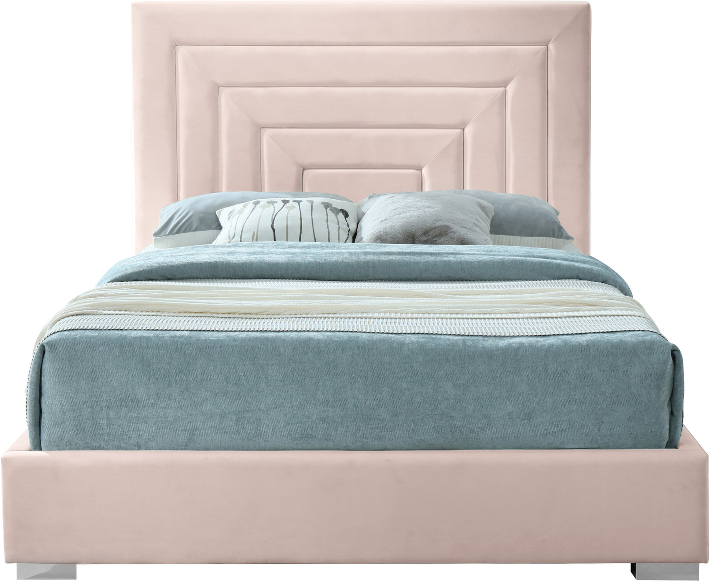 isla pink velvet full bed f