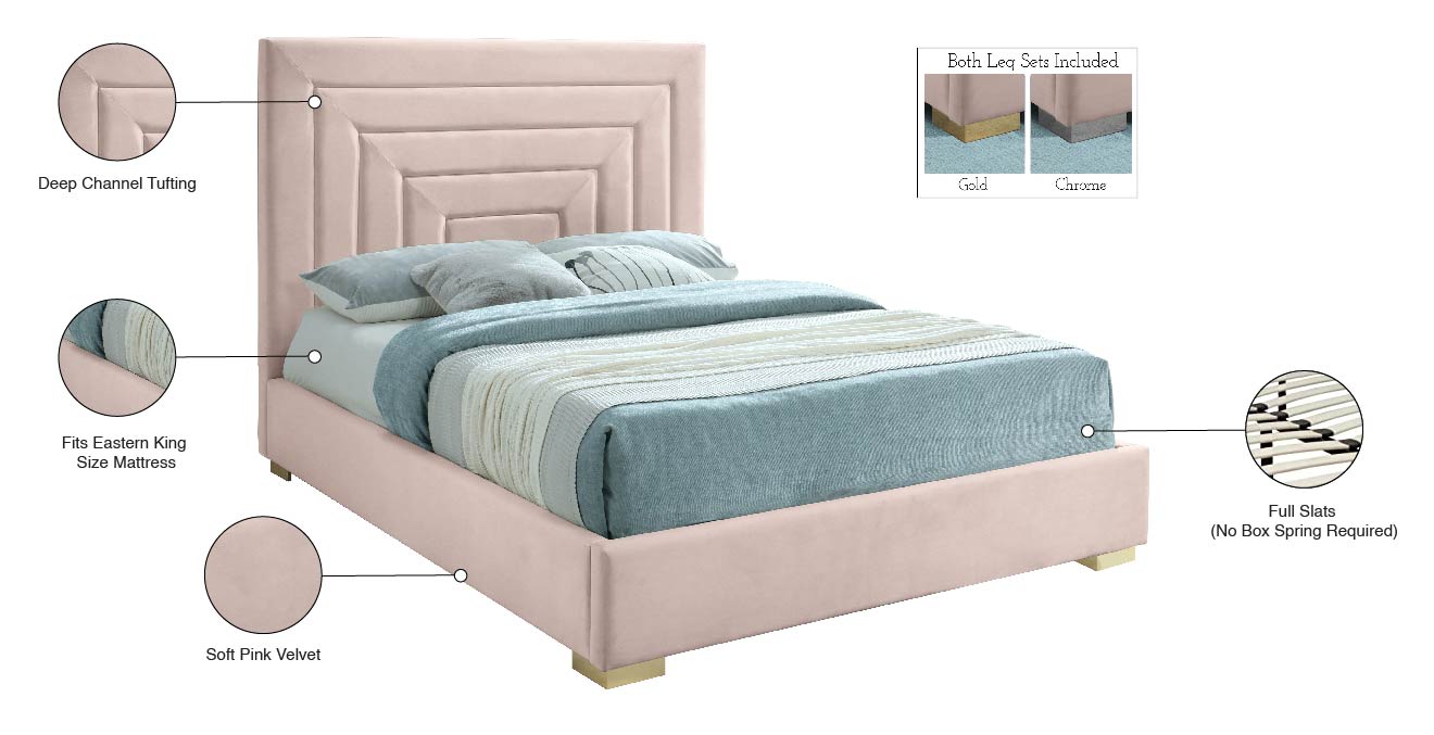 isla pink velvet king bed k