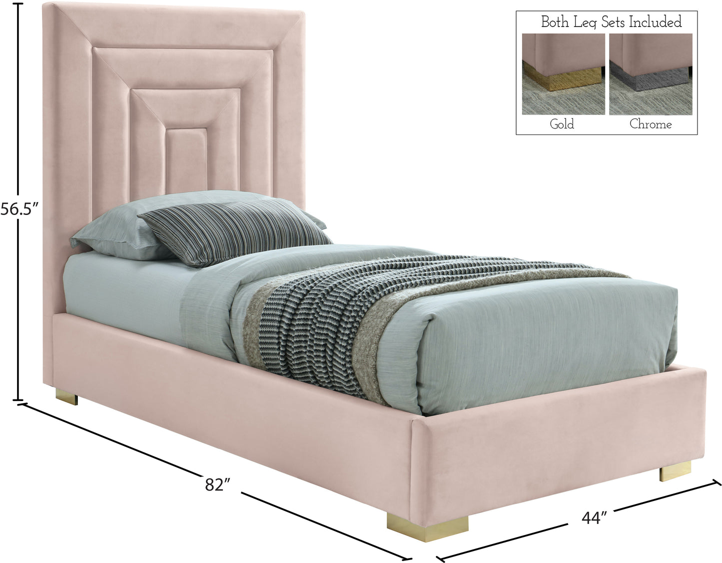 isla pink velvet twin bed t