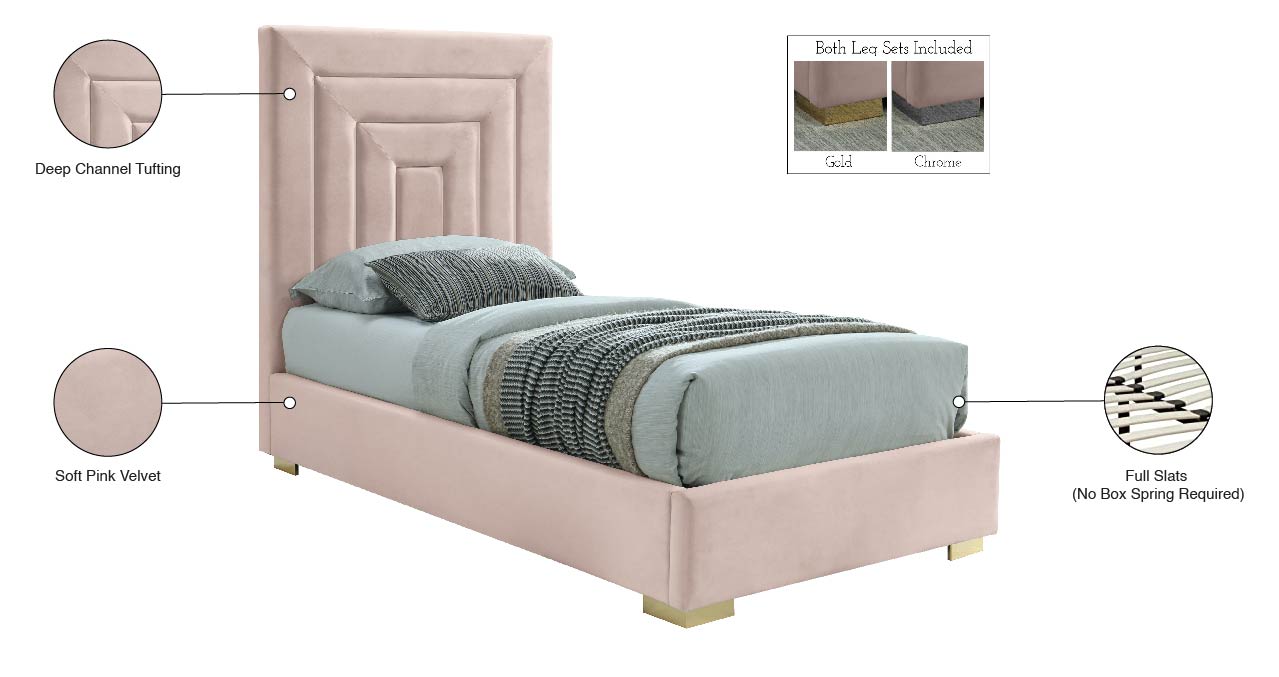 isla pink velvet twin bed t