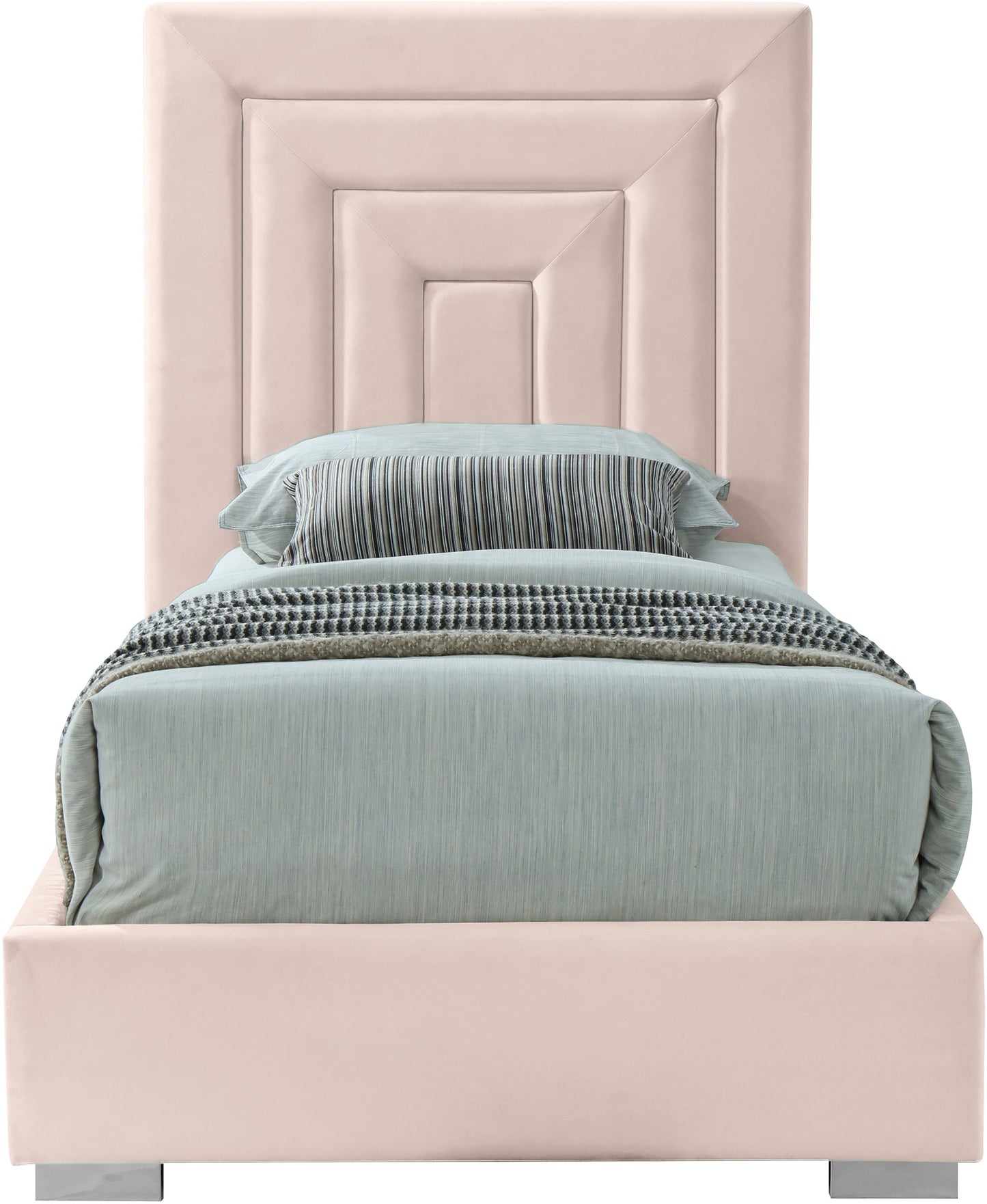 isla pink velvet twin bed t