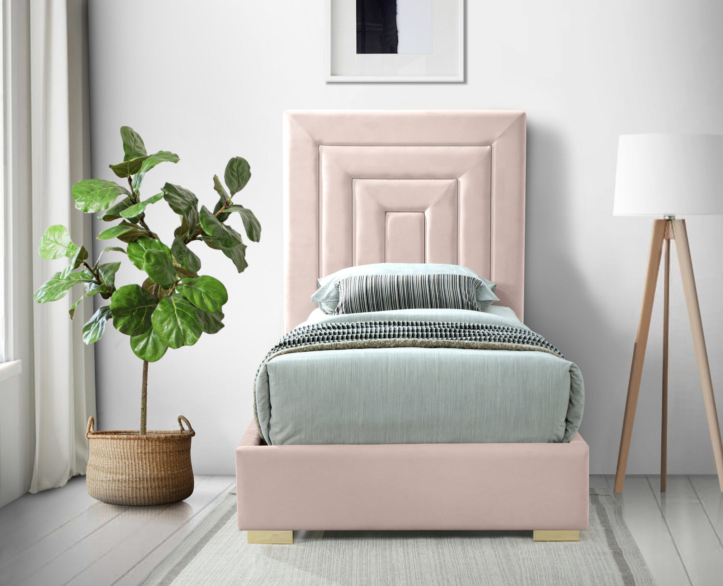 isla pink velvet twin bed t