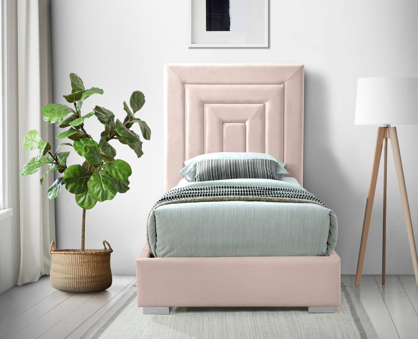 isla pink velvet twin bed t