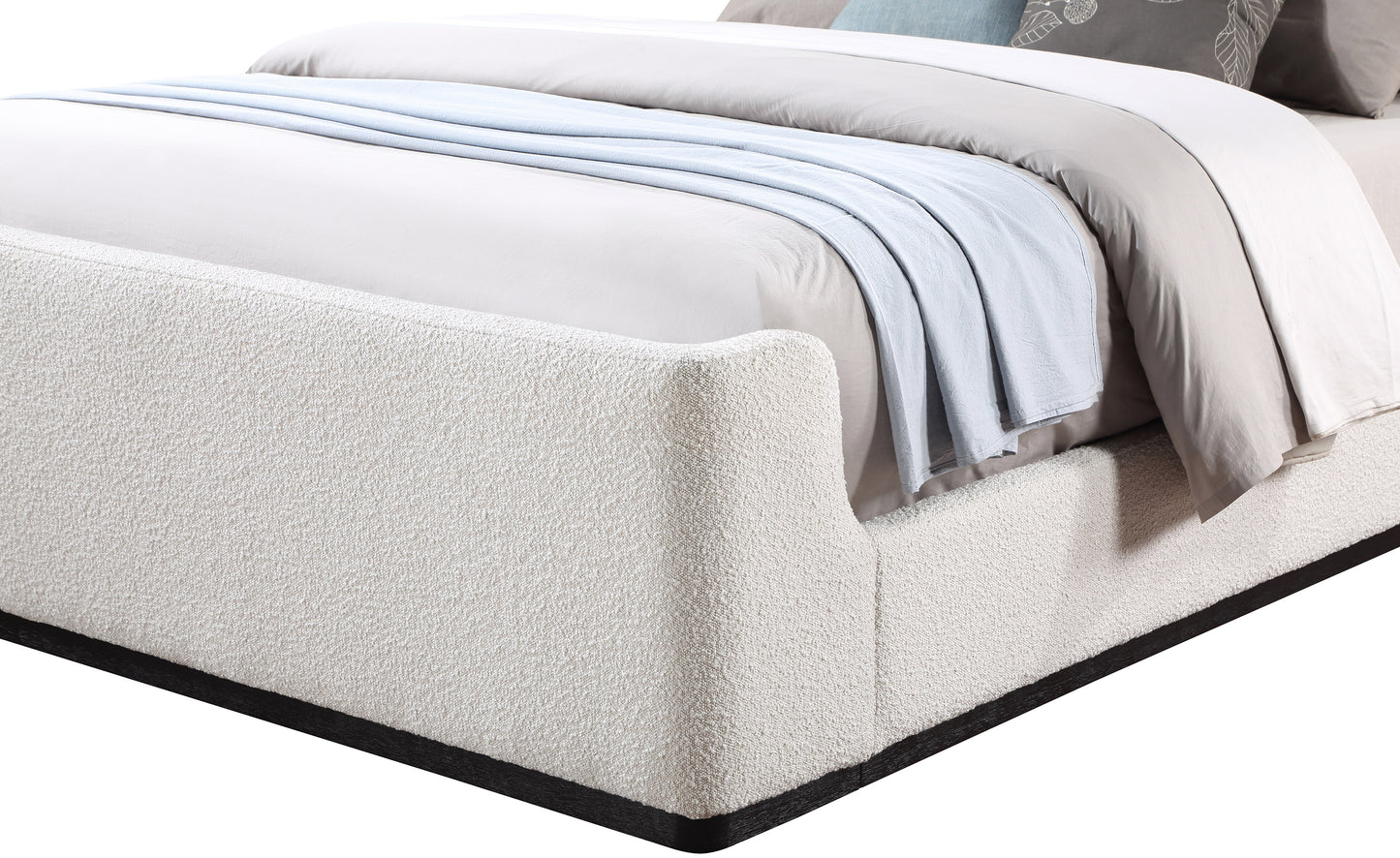 teddy cream boucle fabric full bed (3 boxes) f