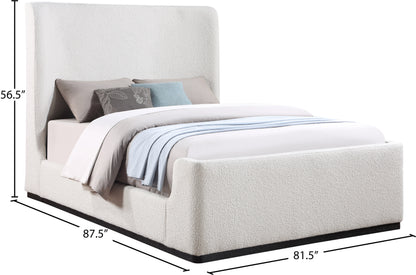 Teddy Cream Boucle Fabric King Bed (3 Boxes) K