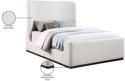 Teddy Cream Boucle Fabric King Bed (3 Boxes) K