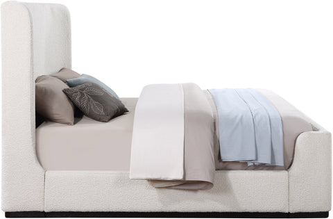 Teddy Cream Boucle Fabric Queen Bed (3 Boxes) Q