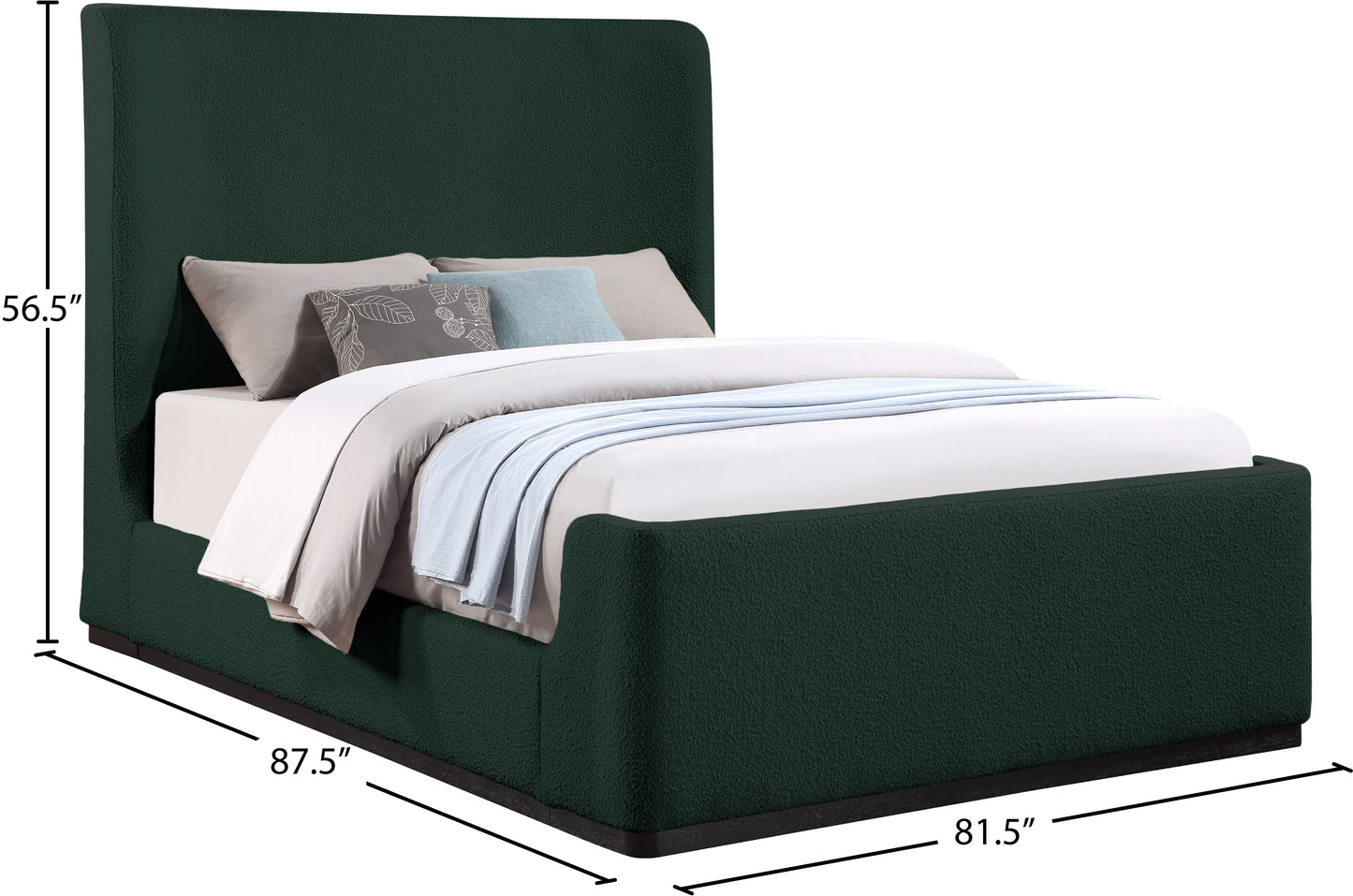 teddy green boucle fabric king bed (3 boxes) k