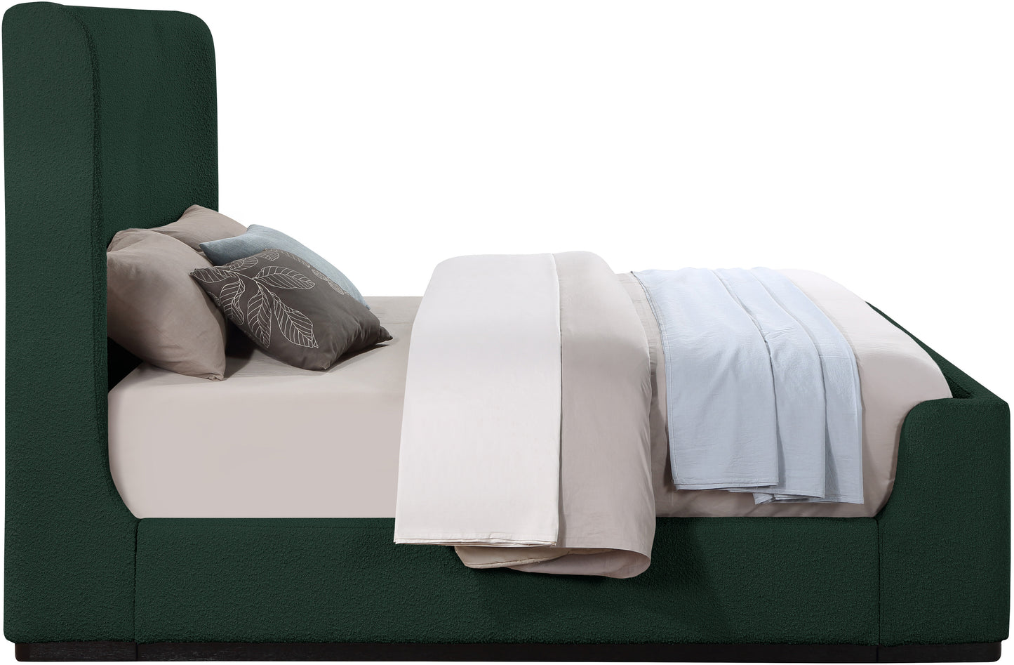 teddy green boucle fabric king bed (3 boxes) k