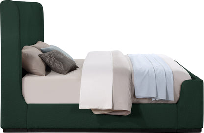 Teddy Green Boucle Fabric Queen Bed (3 Boxes) Q