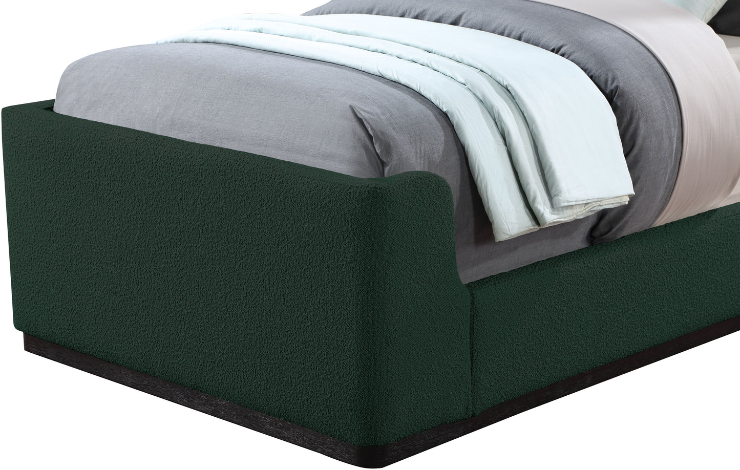 teddy green boucle fabric twin bed (3 boxes) t