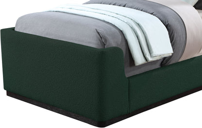 Teddy Green Boucle Fabric Twin Bed (3 Boxes) T