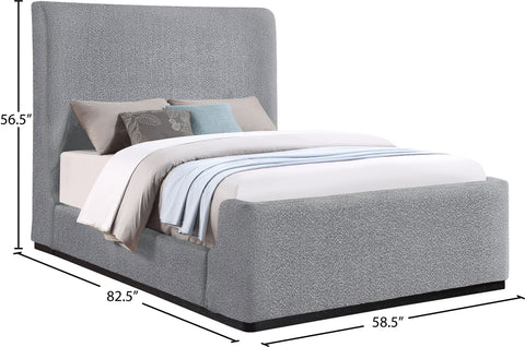 Teddy Grey Boucle Fabric Full Bed (3 Boxes) F