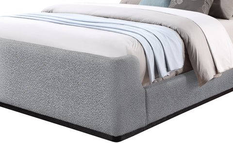 Teddy Grey Boucle Fabric Full Bed (3 Boxes) F