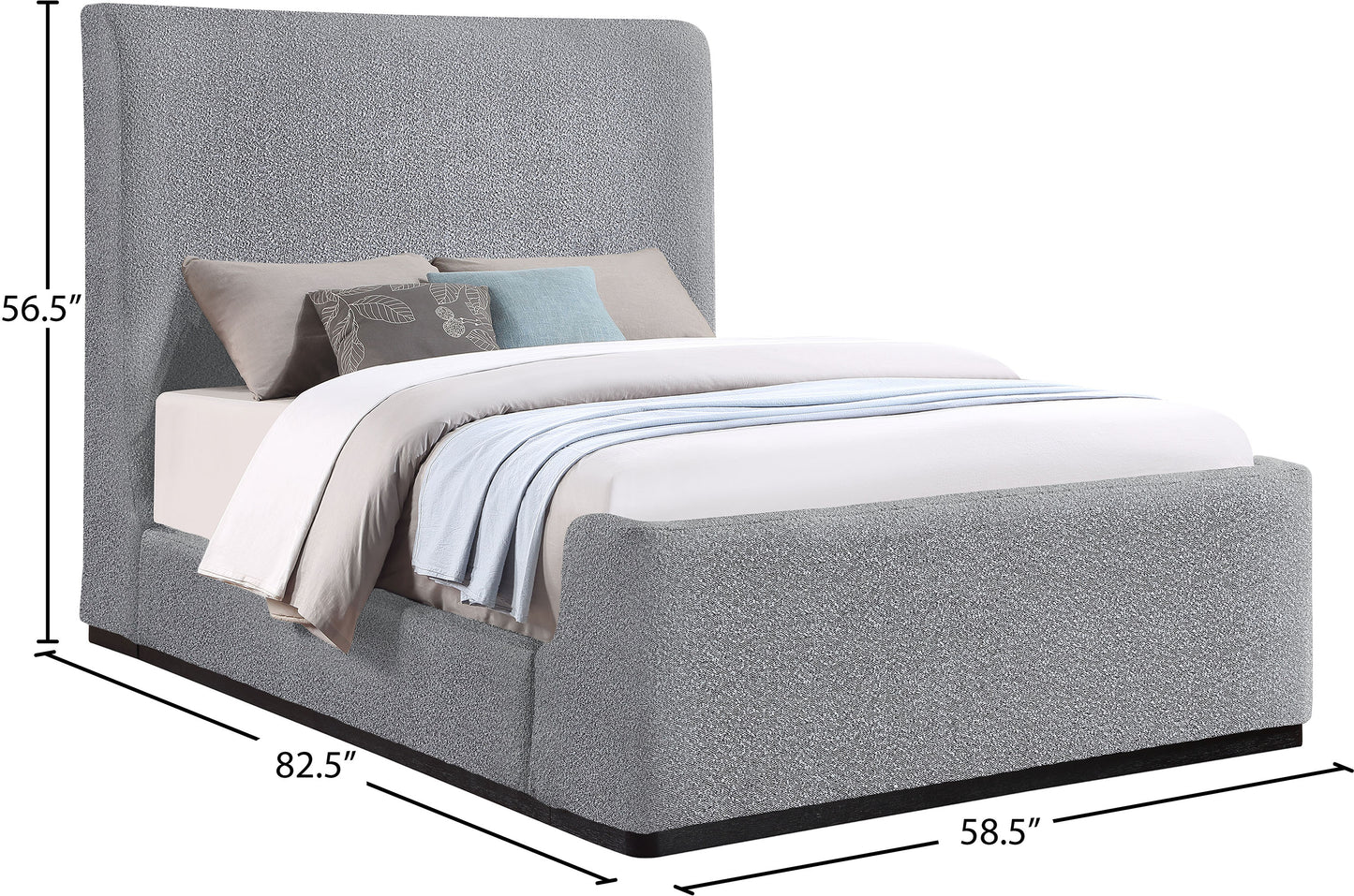 teddy grey boucle fabric king bed (3 boxes) k