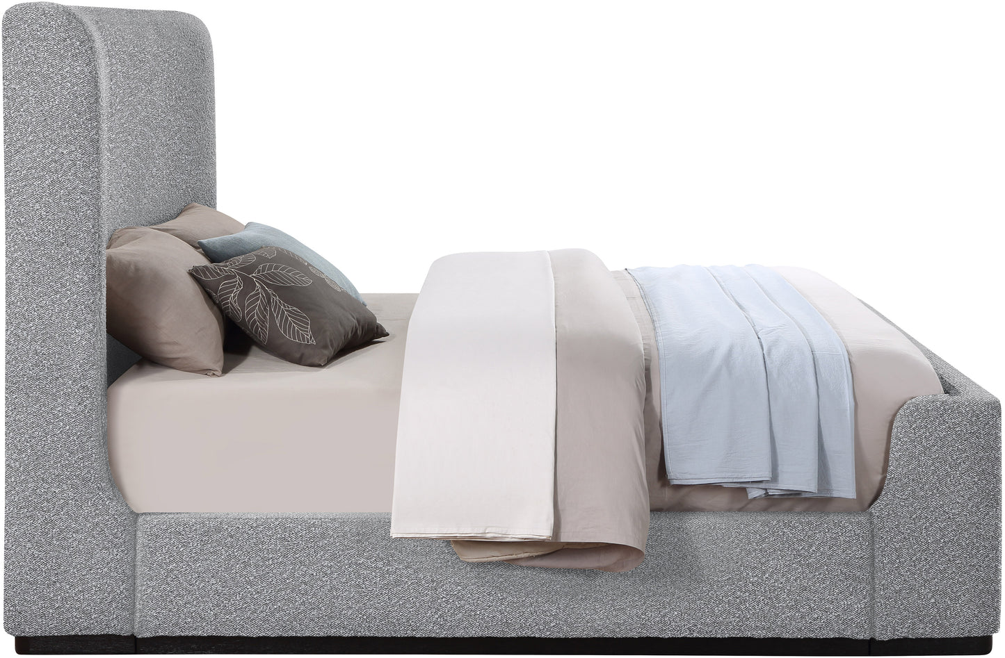 teddy grey boucle fabric king bed (3 boxes) k