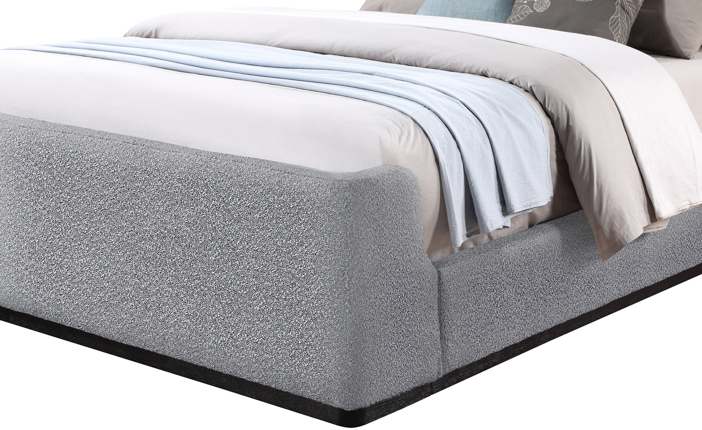 teddy grey boucle fabric king bed (3 boxes) k