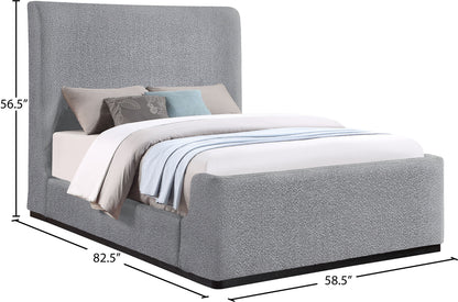 Teddy Grey Boucle Fabric Queen Bed (3 Boxes) Q