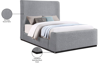 Teddy Grey Boucle Fabric Queen Bed (3 Boxes) Q