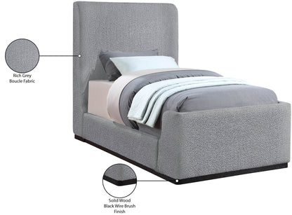 Teddy Grey Boucle Fabric Twin Bed (3 Boxes) T