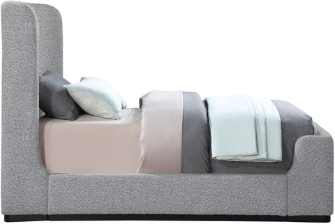 Teddy Grey Boucle Fabric Twin Bed (3 Boxes) T