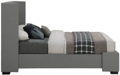 Ghost Grey Linen Textured Fabric Queen Bed (3 Boxes) Q