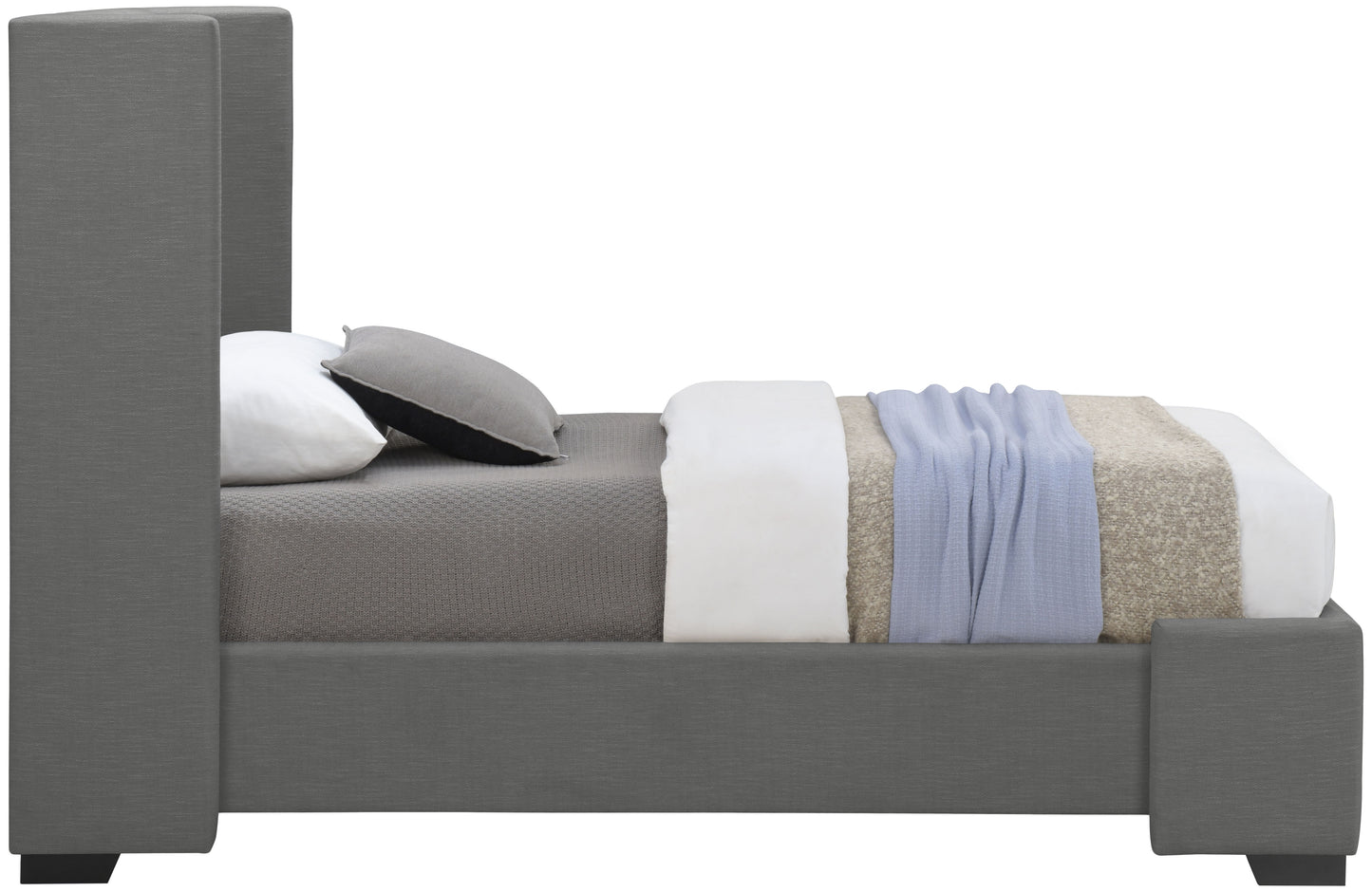 ghost grey linen textured fabric twin bed (3 boxes) t