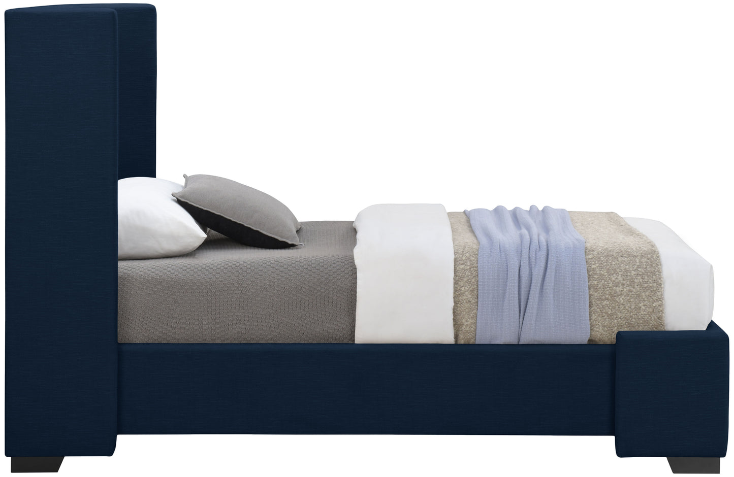 ghost navy linen textured fabric twin bed (3 boxes) t