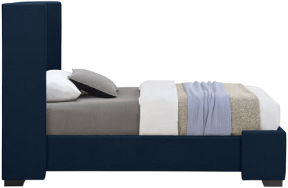 Ghost Navy Linen Textured Fabric Twin Bed (3 Boxes) T