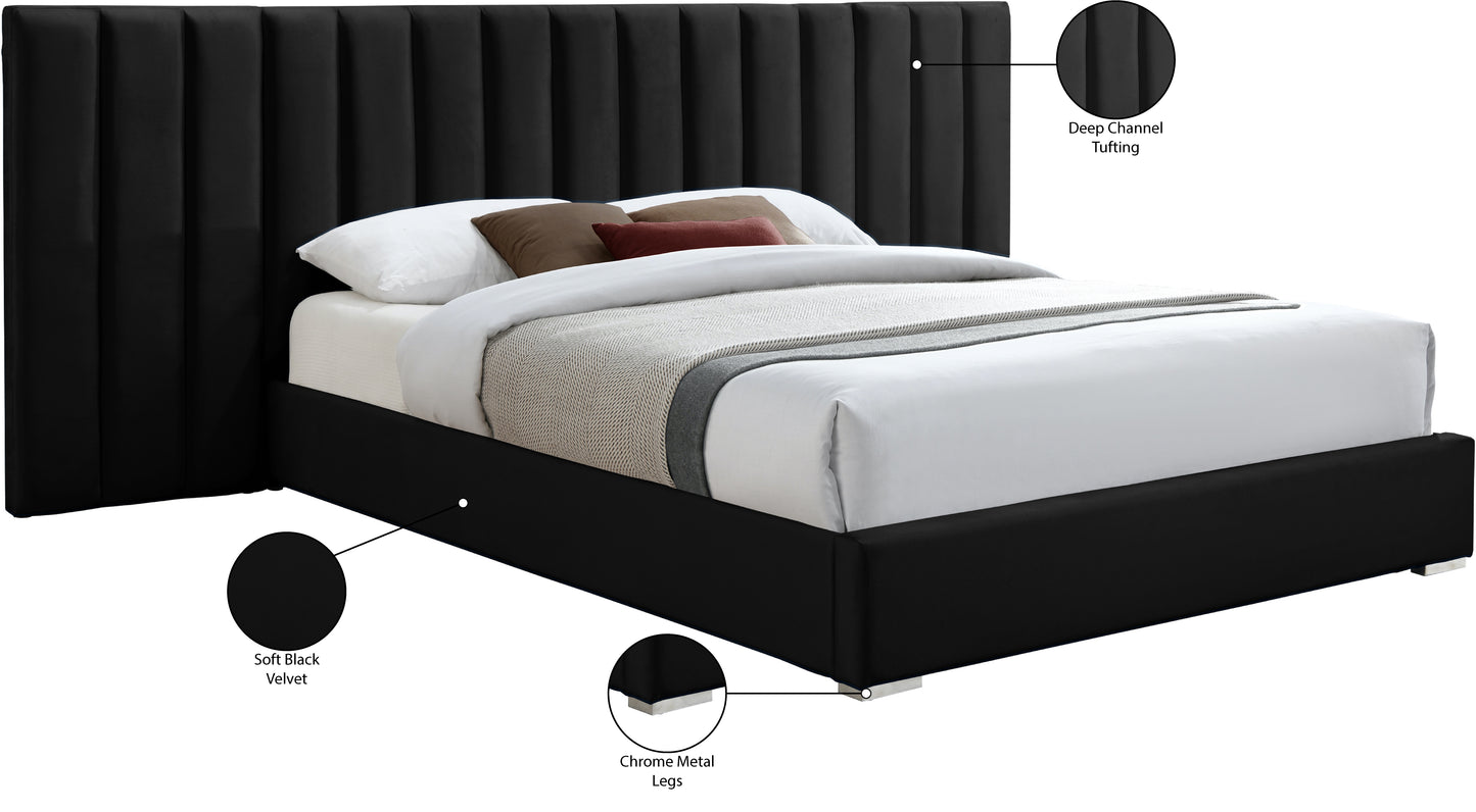 joy black velvet king bed k