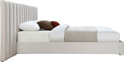 Joy Cream Velvet Queen Bed Q