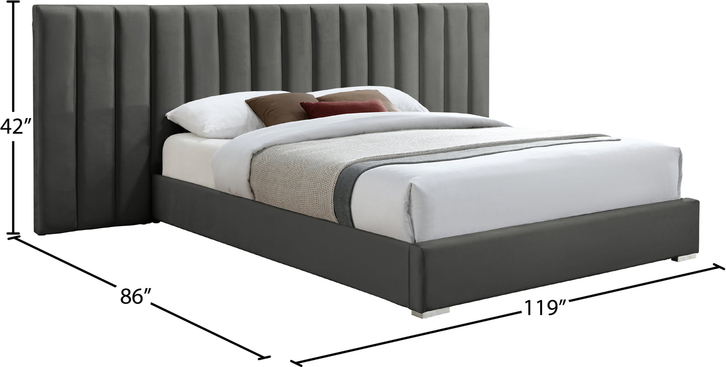 joy grey velvet king bed k